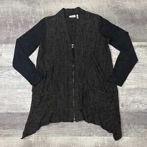 LOGO Lori Goldstein Zip Front Asymmetrical Knit Cardigan Womens XS / S Lagenlook